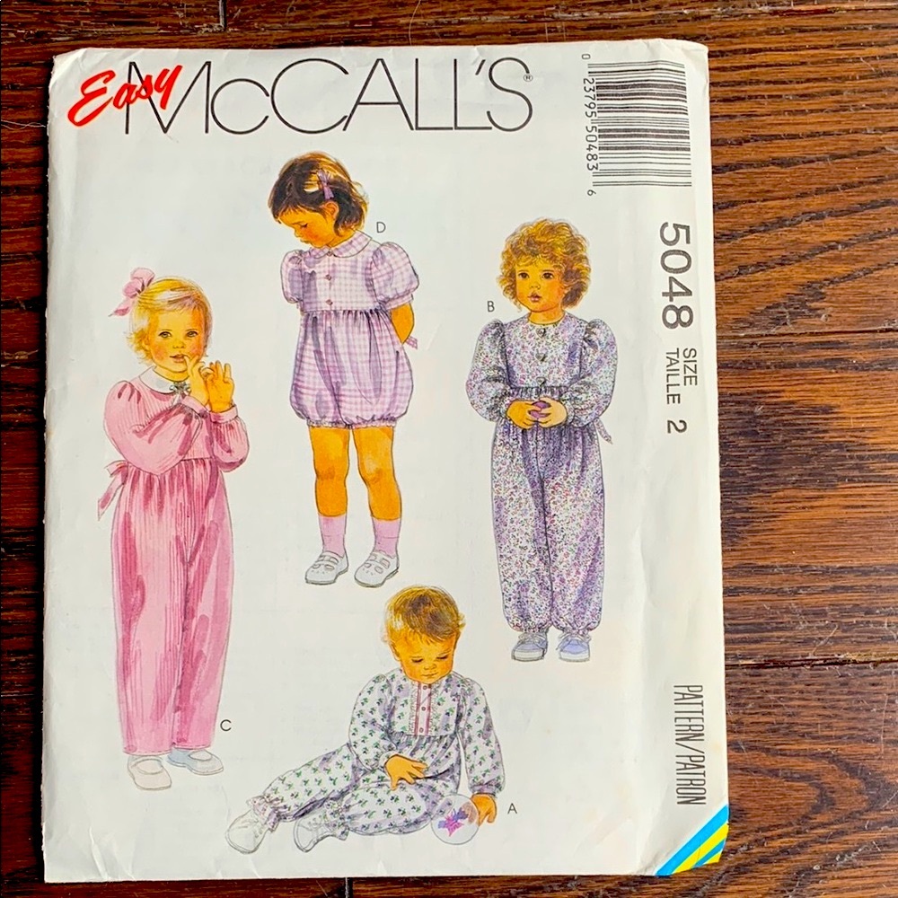 3for$15 bundle Easy McCall’sKids romper Sewing Pattern vintage